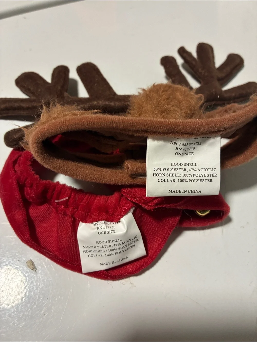 🟡Festive Brown Reindeer Antler Headband with Red Jingle Collar for Cats